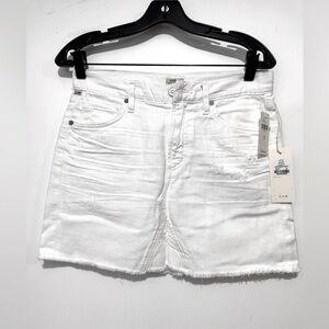 C of H Citizens of Humanity Cut Off Mini Denim Skirt in Distressed White Size 25